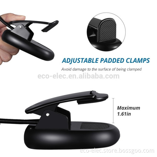 4 LED Rechargeable Book Light Clip On Reading Light, USB Cable Included,2 Brightness Level
